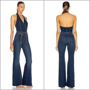 MOTHER Denim The Doozy Jumpsuit Home Movies Blue size 25